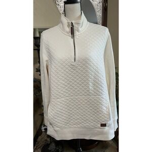 L.L. Bean Women's Cream Quilted Half-Zip Pullover